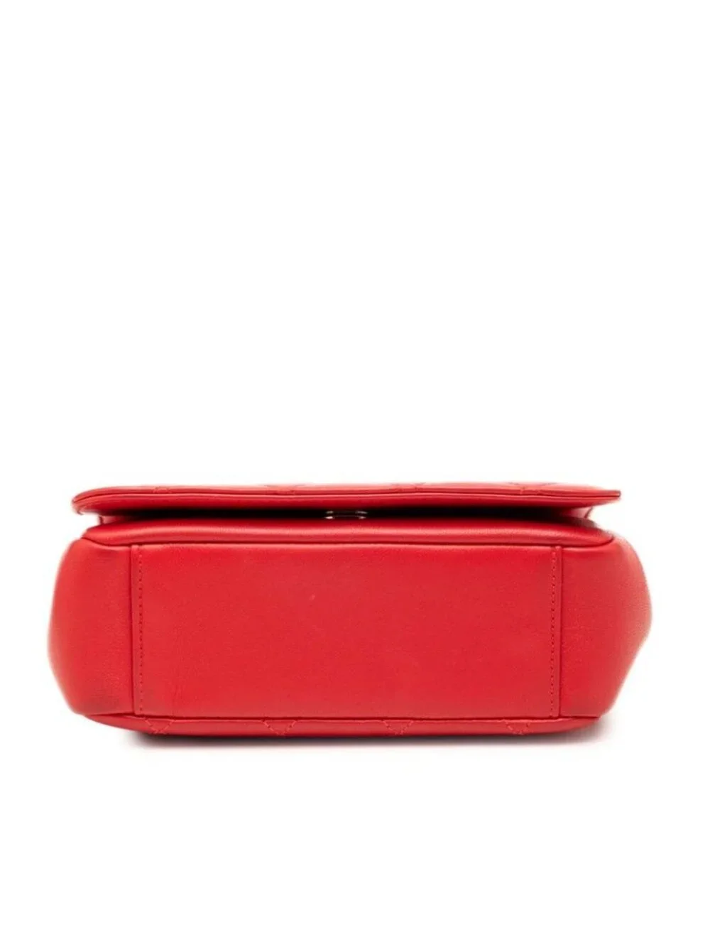 Chanel Quilted CC Logo Studs Chain Shoulder Bag Red Lambskin